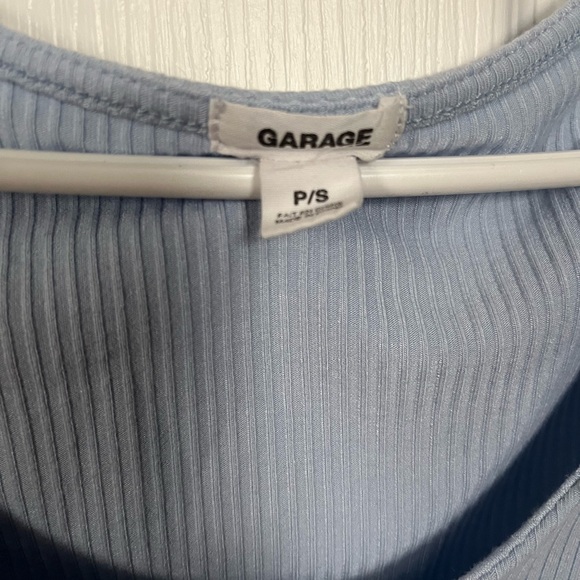 Garage Light Blue Ribbed Cropped Tee w/ Buttons (S) - Picture 3 of 5